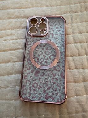 Rose Gold Leopard Glitter Magnetic Phone Case